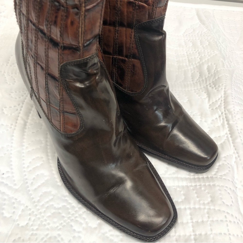 Stuart weitzman croc heeled boots, NWOT - Picture 12 of 16